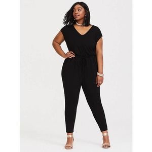 Torrid Deep Black Dolman Slinky Jersey Jumpsuit